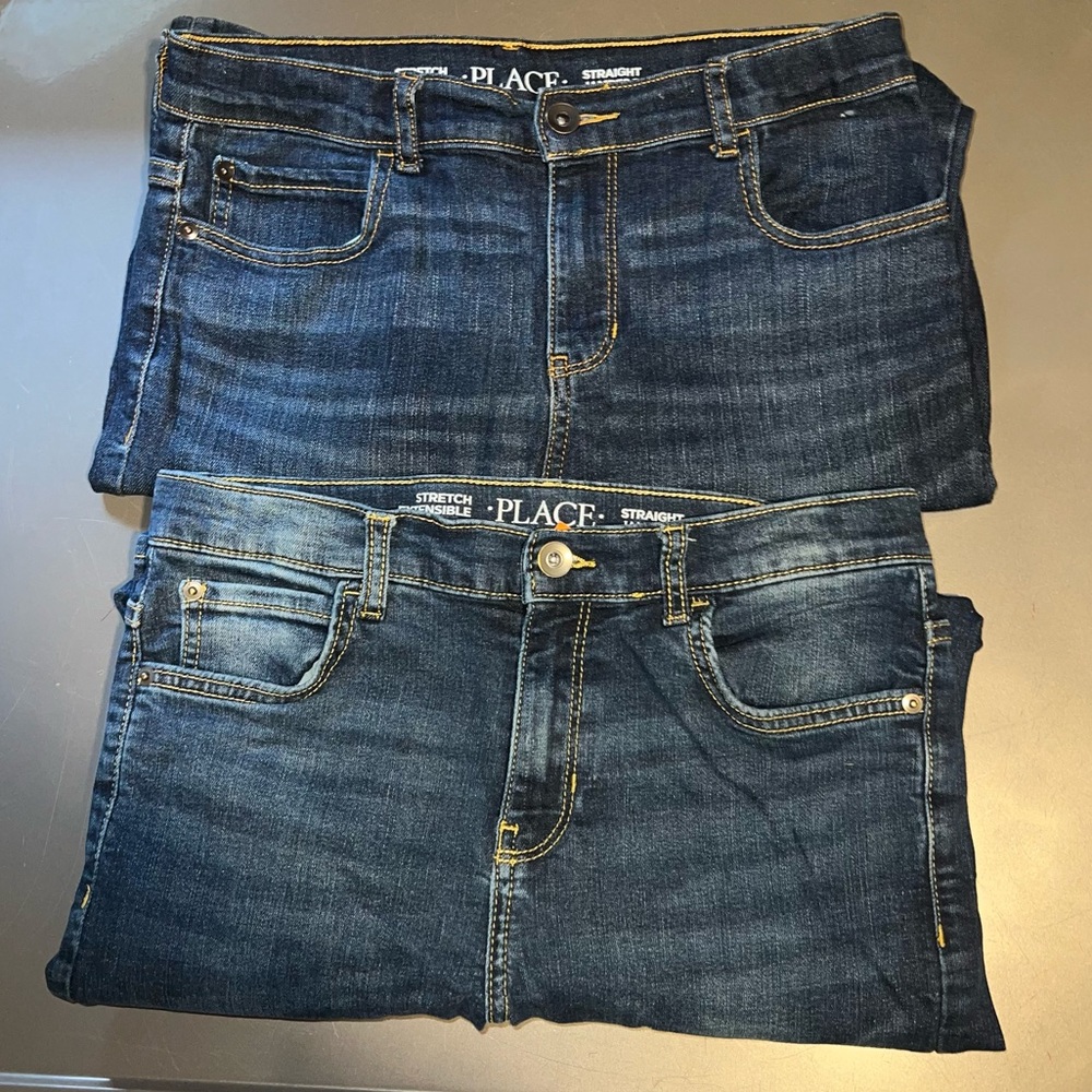 2 Pairs Children’s Place Boys Jeans Size 14 Straight Stretch Style